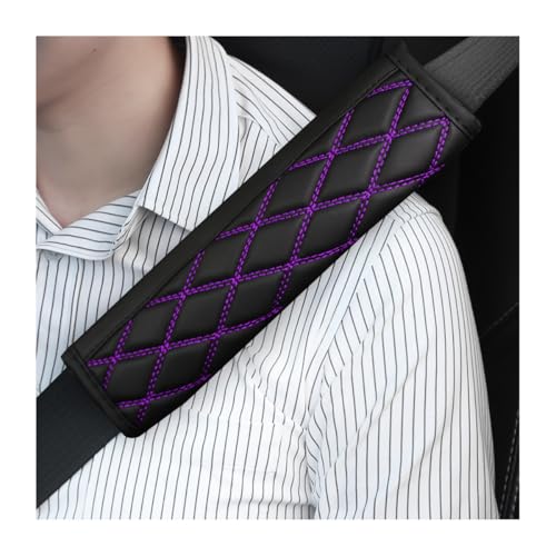 Bittwee Car Seat Belt Pads 2PCS Leather Seatbelt Covers Protect Your Neck and Shoulder More Comfortable Driving Harness Pad for All Car and Backpack Strap Car Interior Accessories BlackPurple - Image 1