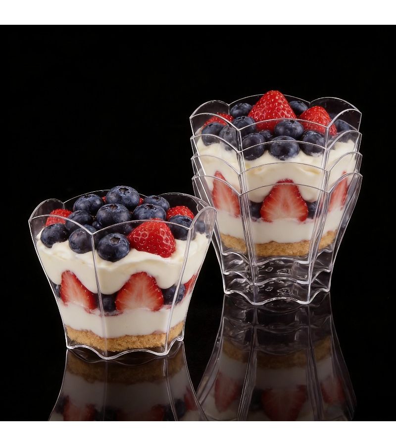 13pcs Transparent Floral PS Ice Cream Cups For Mousse Salad Party Wedding - Image 2