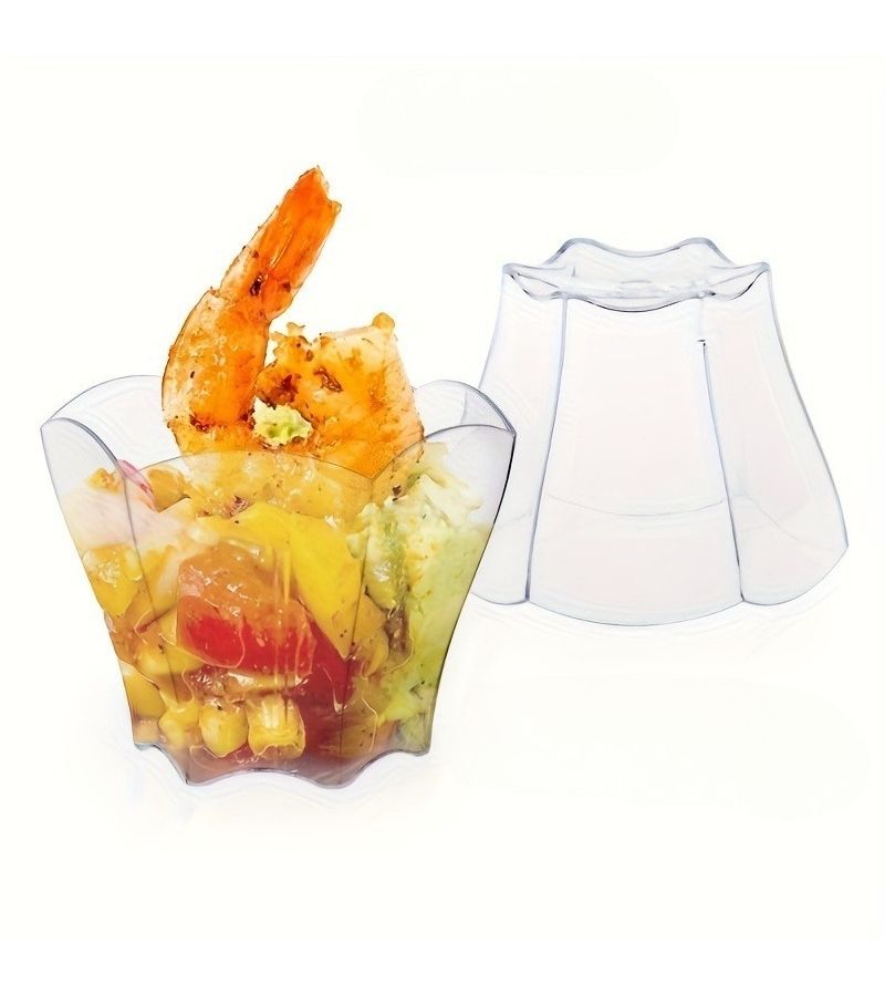 13pcs Transparent Floral PS Ice Cream Cups For Mousse Salad Party Wedding - Image 3