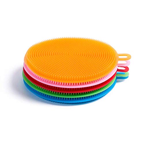 Perfect Pricee Scrub Soft Silicone Round Cleaning Dish Washing Bowl Brush Non-Scratch for Household Kitchen Cleaner Tools Easy Remove Grease (Multicolour-Pack of 4) - Image 1