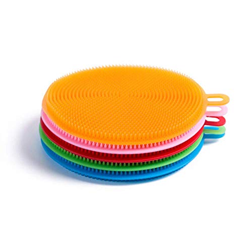 Perfect Pricee Scrub Soft Silicone Round Cleaning Dish Washing Bowl Brush Non-Scratch for Household Kitchen Cleaner Tools Easy Remove Grease (Multicolour-Pack of 4) - Image 2