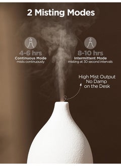 InnoGear Oil Diffuser 150Ml Ceramic Diffuser For Essential Oils Handcrafted Aromatherapy Diffuser Ultrasonic Cool Mist Humidifier With 2 Mist Modes Waterless Auto Off For Room Office White  - Image 5