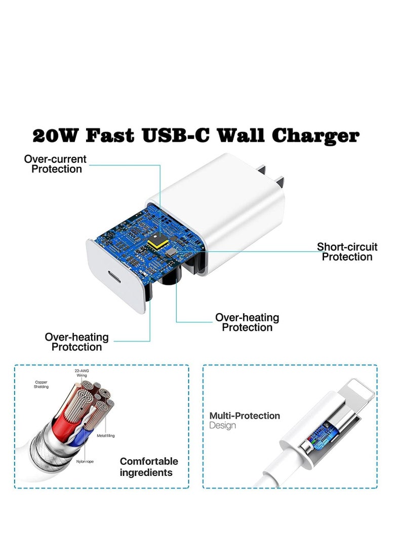 USB C Charger for Apple Watch, 20W PD Fast Wall Charger Power Adapter with 2-in-1 iWatch Magnetic Charging Cable Compatible with Apple Watch Series 8/7/6/SE/5/4/3/2, iPhone 14/13/12/11/Pro/Max/Xs/XR/8  - Image 3
