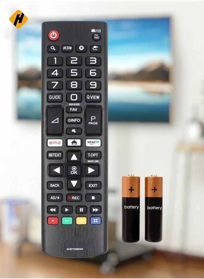 HuHa - Replacement Remote Control AKB75095304 Compatible with LG Smart HD HDR OLED TV 55UK6400PLF 55UK6470PLC 55UK6500PLA 55UK6510PLB 55UK6555510PLB 55UK65BUK6550PLD5 55UK677 10PLB 5 5UK6750PLD with battery - Image 1