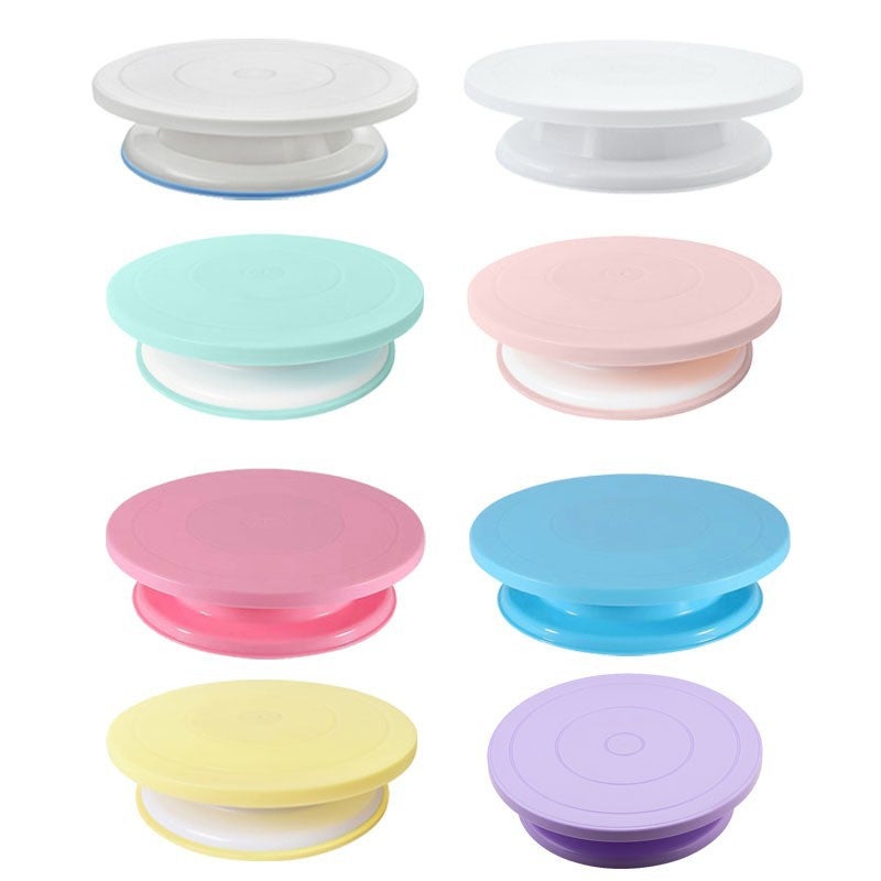 Cake Decorating Turntable With Anti-Slip Strip Plastic Rotating Cake Turntable Baking Tools Rotating Table - Image 3