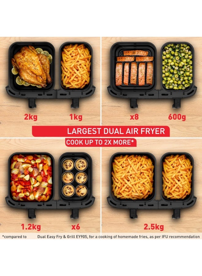 general Double Basket Air Fryer 8L, Dual Independent Control, Digital Display with 14 Presets, 24H Timer, Nonstick Windows, 2200W Black Arabic - Image 3