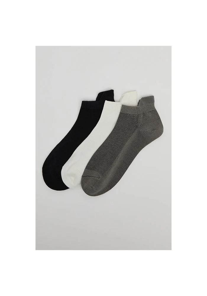 3 Pack Textured Detail Ankle Socks