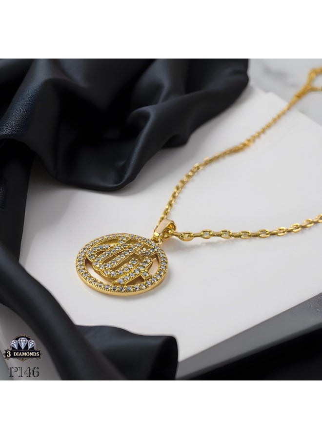 3Diamonds 3DIAMONDS Gold-Plated Necklace with “Allah” Pendant – Crystal Islamic Jewelry  - Image 3
