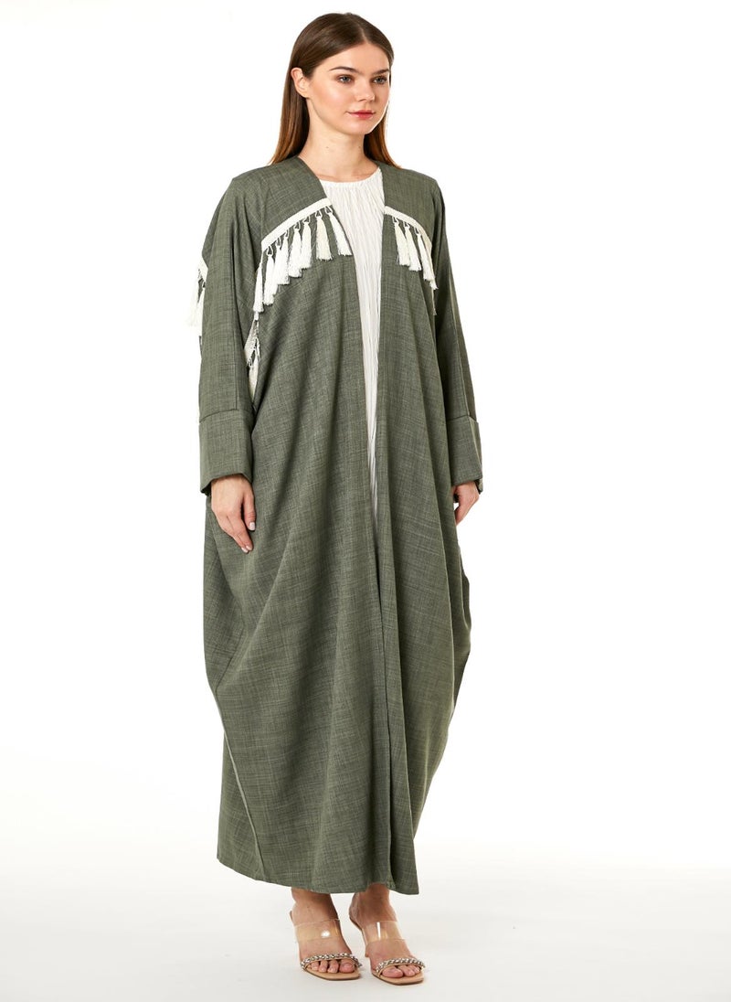 Moistreet Green CEY Melange Abaya - Image 1