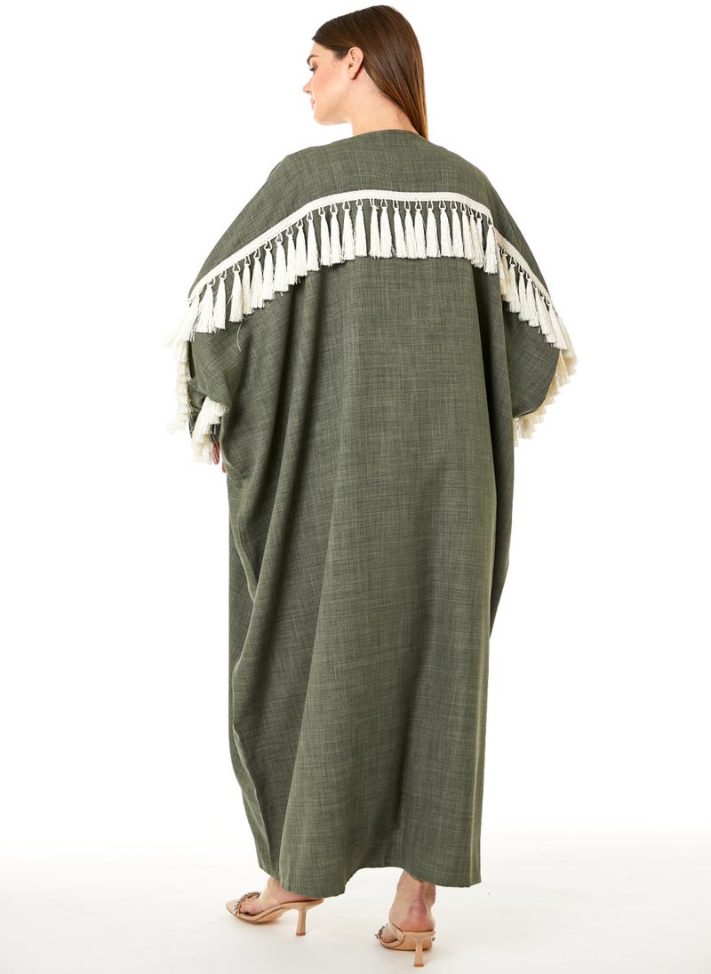 Moistreet Green CEY Melange Abaya - Image 4