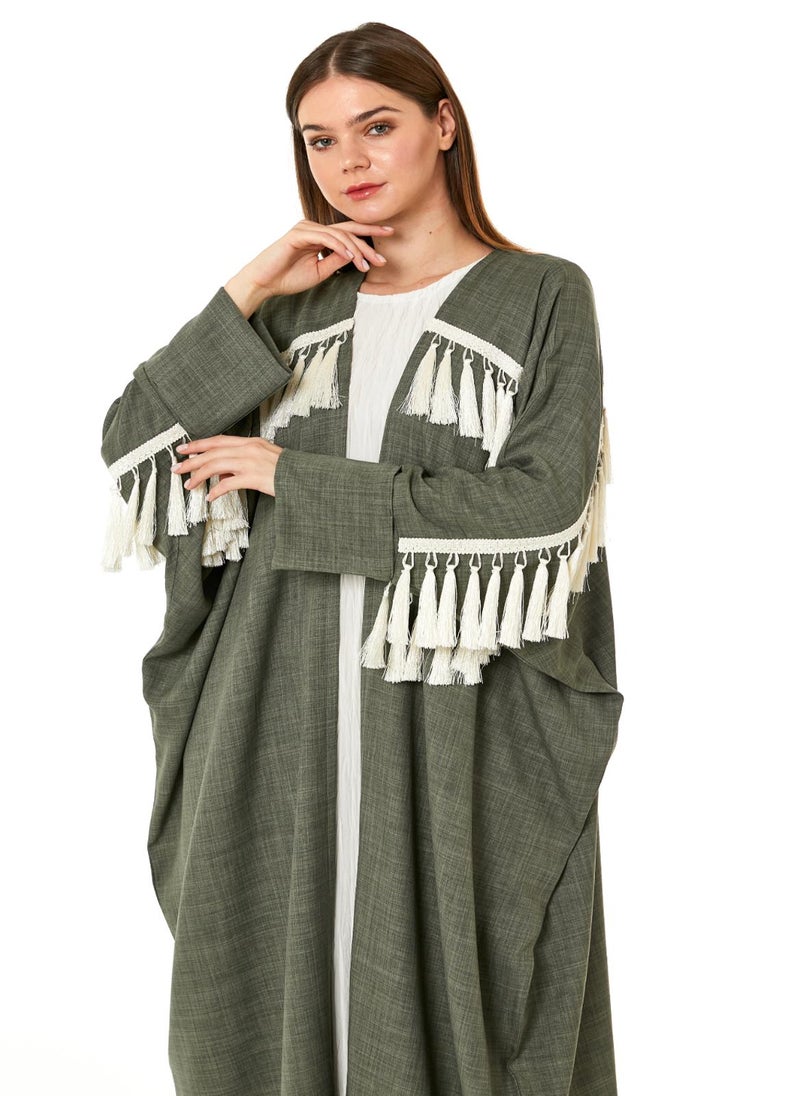 Moistreet Green CEY Melange Abaya - Image 3