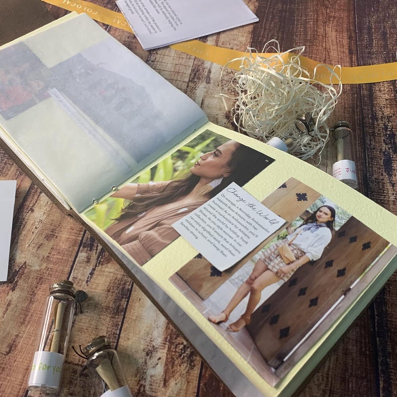 Rustic Town Rustic Town Leather Photo Album Handcrafted Papers Scrapbook Style Pages for 4x6 or 5x7 inches Birthday Memories Wedding Photos Cream Beige Paper Medium  - Image 5