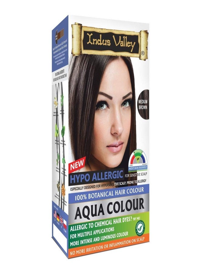 Indus Valley Aqua Hair Color Gray Coverage Hair Dye Allergy Free (Medium Brown),100% Organic Hair Dye for Grey Coverage, Natural Hair Color for Sensitive Skin, Safe & Non-Toxic - Image 1