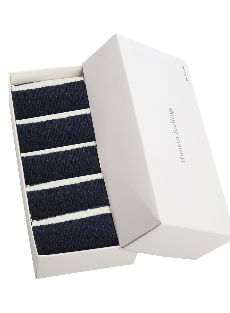 RARELY Pack of 5 Pattern Navy Striped Kids Toddler Crew Socks  - Image 4