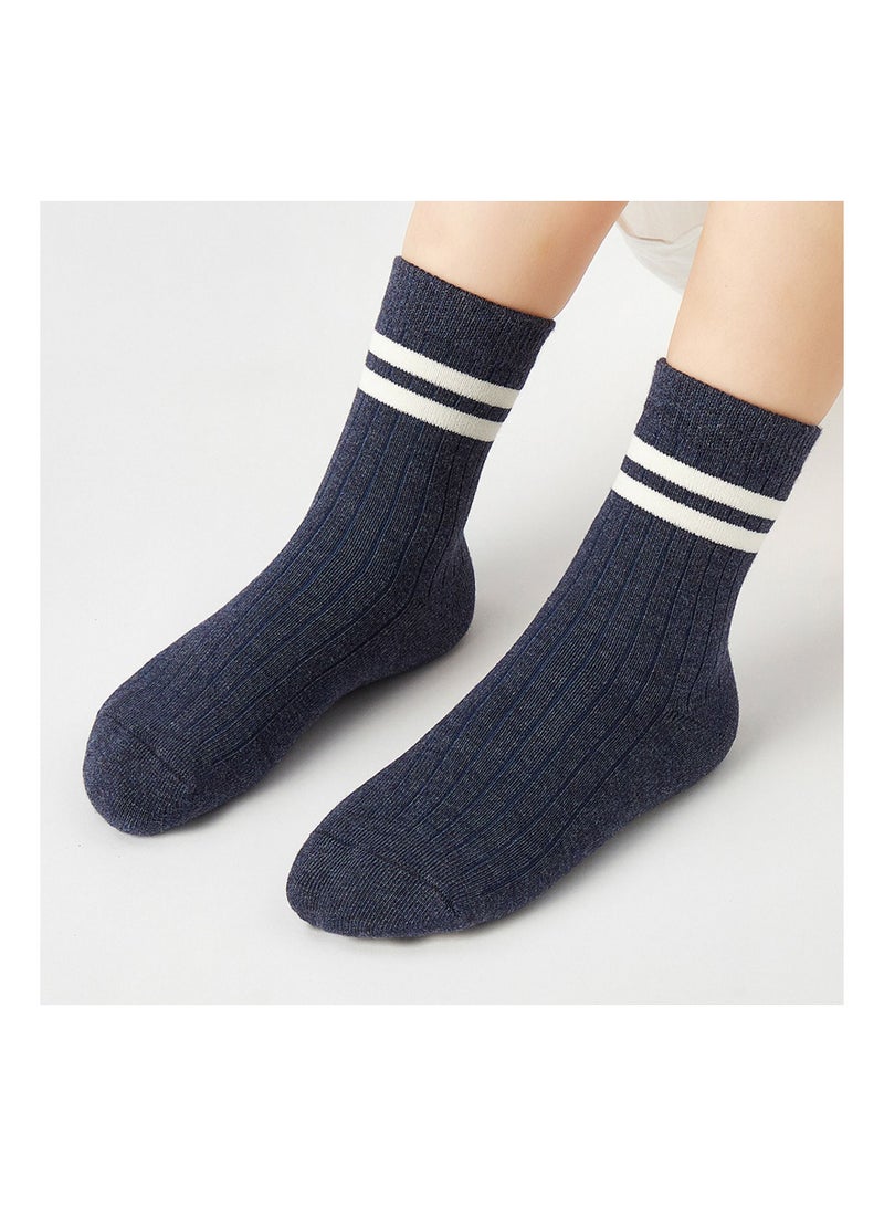 RARELY Pack of 5 Pattern Navy Striped Kids Toddler Crew Socks  - Image 3