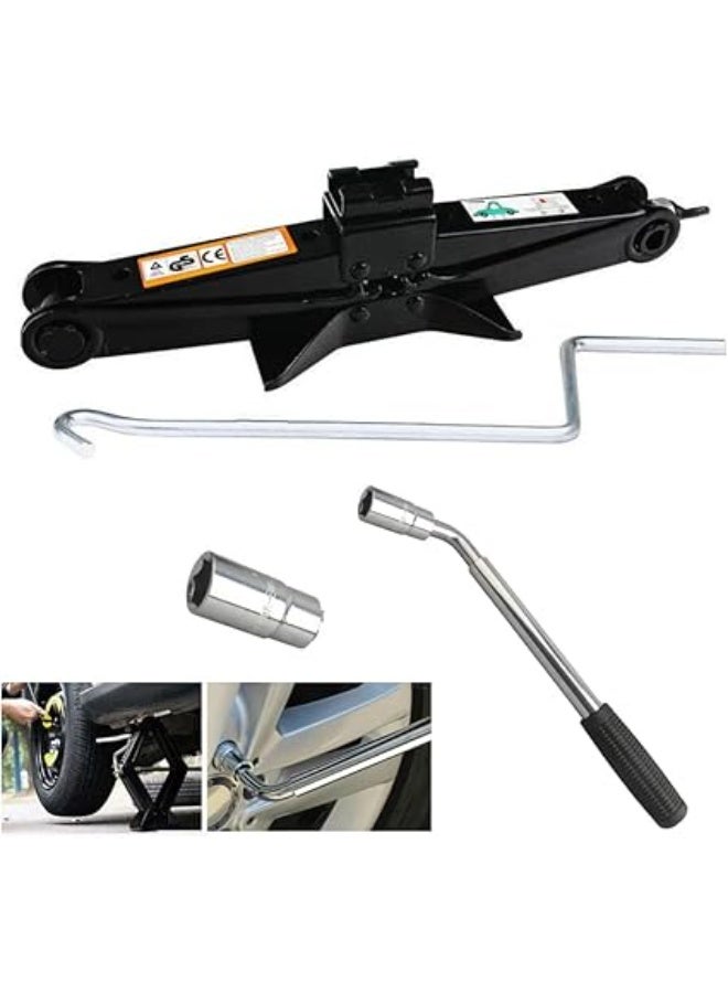 2 Ton Steel Scissor Jack & Wheel Wrench Kit - Durable Car & Truck Tyre Repair Tools for Daily Use - Image 1
