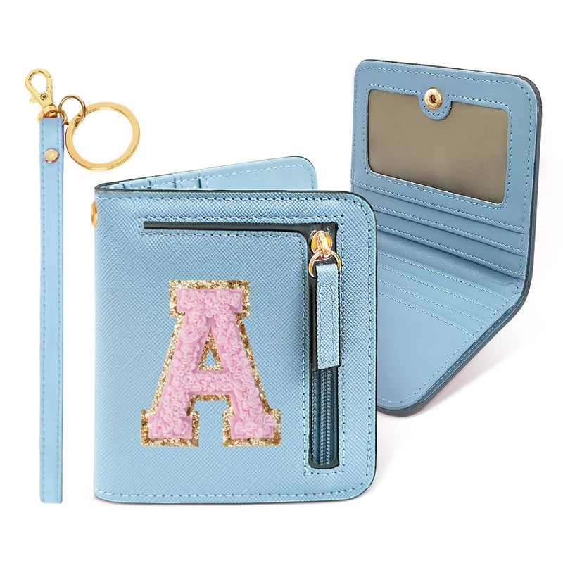COSHAYSOO Girls Wallet Kids Wristlet RFID Wallets Blue Small Easter Basket Stuffers Birthday Gifts for Grandkids Teen Girl 6-8 5-7 8-10 10-12 8-12 12-15 Preppy Spring Essentials Initial Letter A - Image 1