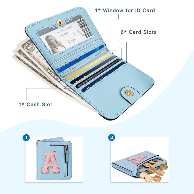 COSHAYSOO Girls Wallet Kids Wristlet RFID Wallets Blue Small Easter Basket Stuffers Birthday Gifts for Grandkids Teen Girl 6-8 5-7 8-10 10-12 8-12 12-15 Preppy Spring Essentials Initial Letter A - Image 4