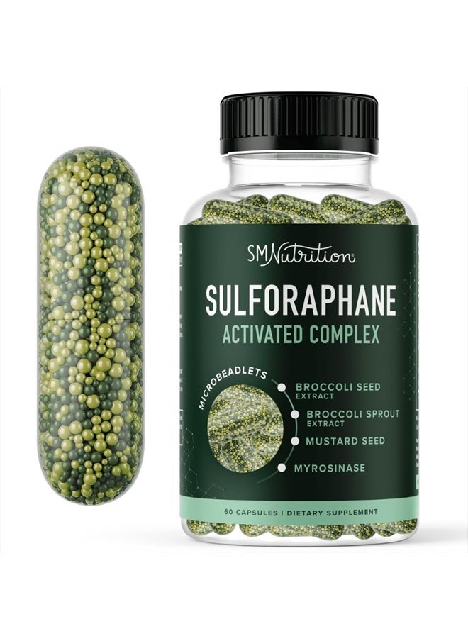 SMNutrition 50MG Sulforaphane Supplement from Broccoli Sprouts | NRF2 Activation with Glucoraphanin, Myrosinase & Antioxidants | Support Cellular & Immune Health | Broccoli Seed Extract Microbeadlets, Vegan 60ct  - Image 1