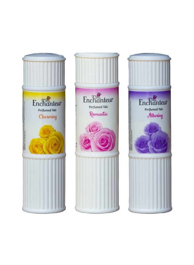 Enchanteur Perfumed Body Talcum Powder Charming, Romantic & Alluring Scent (Pack of 3 X 100 g.) by Enchanteur - Image 1