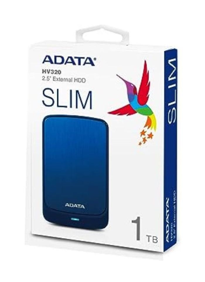 ADATA - HV320 1TB External HDD Slim Hard Drive | Compatible with PS5 XBOX for Superfast Gaming Fast Data Transfer | Blue - Image 1