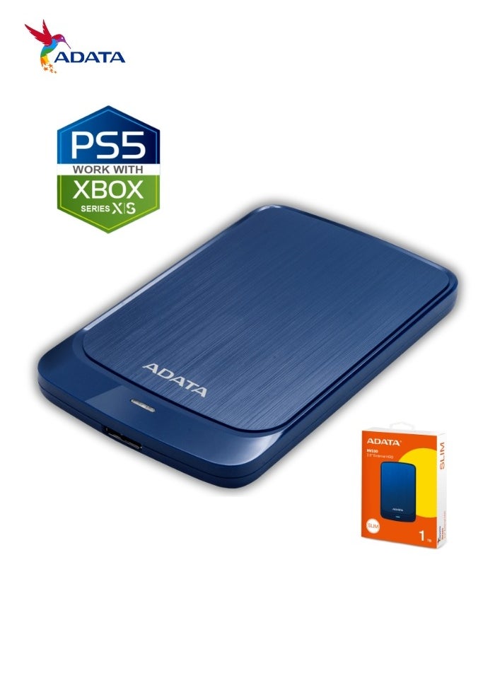 ADATA - HV320 1TB External HDD Slim Hard Drive | Compatible with PS5 XBOX for Superfast Gaming Fast Data Transfer | Blue - Image 1