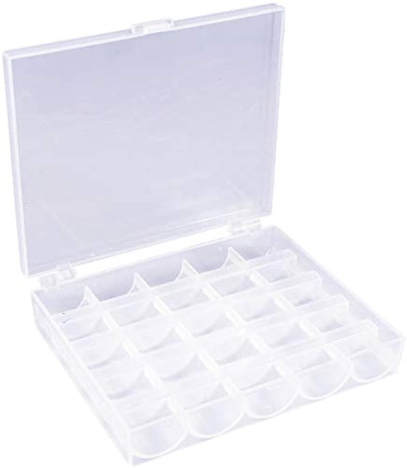 Bobbins Case,25 Slots Bobbins Box Transparent Class 15 Sewing Machine Bobbins Organizer Box 2 Pack