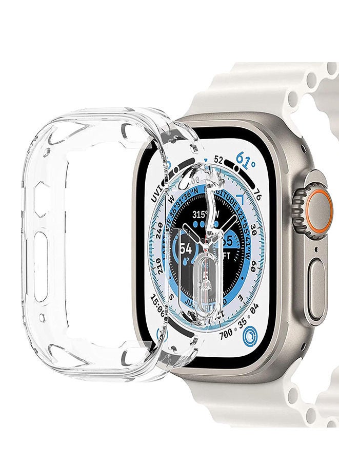 غطاء حماية TPU مع واقي شاشة لساعة Apple Watch مقاس 49 مم شفاف