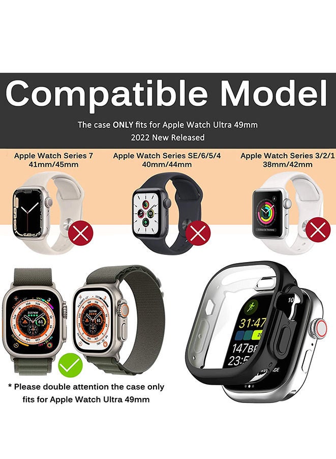غطاء حماية TPU مع واقي شاشة لساعة Apple Watch مقاس 49 مم شفاف