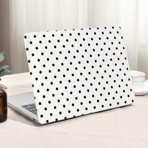 Seorsok Compatible with MacBook Pro 13 inch Case M2 2023,2022,2021-2016 A2338 M1 A2251 A2289 A2159 A1989 A1708 A1706,Elegant Leather Plastic Hard Shell Case&Keyboard Cover,Black Polka Dots,White - Image 1