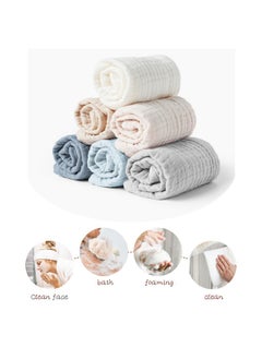 Konssy Konssy 6 Pack Face Cloths, Soft Wash Cloth for Washing Face, Cotton Face Towels for Sensitive Skin Women Facial Makeup Remover Reusable Absorbent Washcloths （11 x 11 Inch）  - Image 3