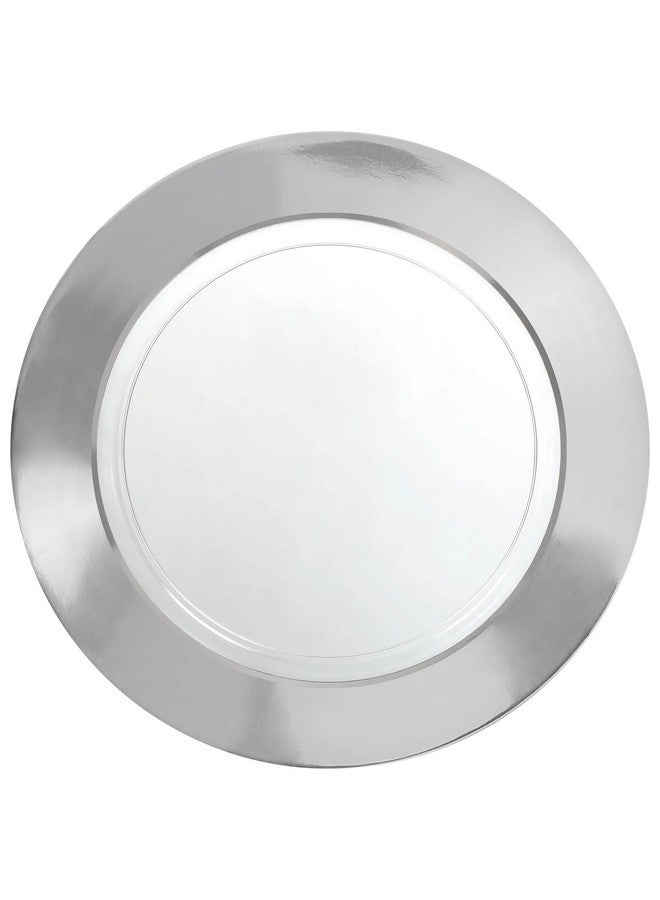 Amscan Premium Round Plastic Plates 10.25" ; Clear/Silver ; Pack Of 10 - Image 2