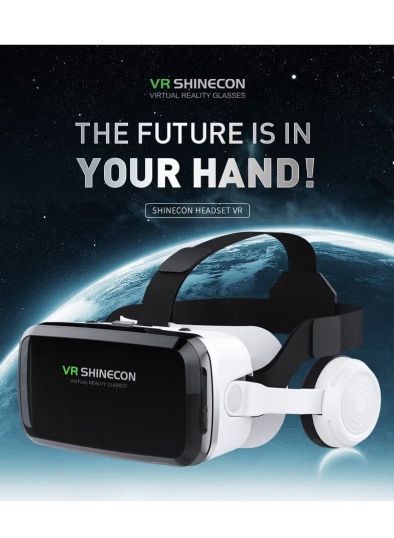 نظارة VR مع سماعات بلوتوث وذراع تحكم، خوذة واقع افتراضي ثلاثية الأبعاد لأجهزة أندرويد وآيفون، تجربة ألعاب وأفلام غامرة 360°، تدعم هواتف 4.7-6.7 بوصة - Image 2