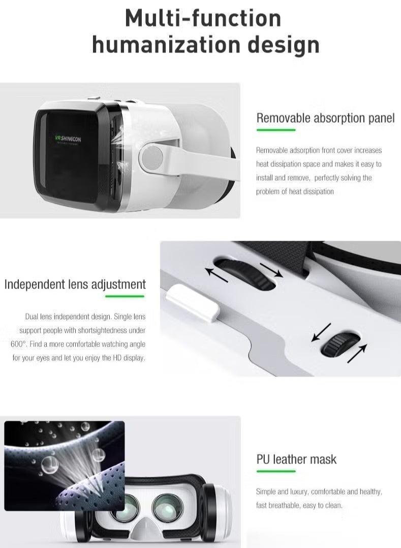 نظارة VR مع سماعات بلوتوث وذراع تحكم، خوذة واقع افتراضي ثلاثية الأبعاد لأجهزة أندرويد وآيفون، تجربة ألعاب وأفلام غامرة 360°، تدعم هواتف 4.7-6.7 بوصة - Image 5