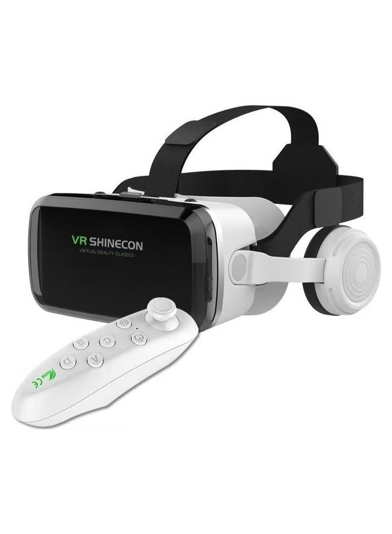 نظارة VR مع سماعات بلوتوث وذراع تحكم، خوذة واقع افتراضي ثلاثية الأبعاد لأجهزة أندرويد وآيفون، تجربة ألعاب وأفلام غامرة 360°، تدعم هواتف 4.7-6.7 بوصة - Image 1