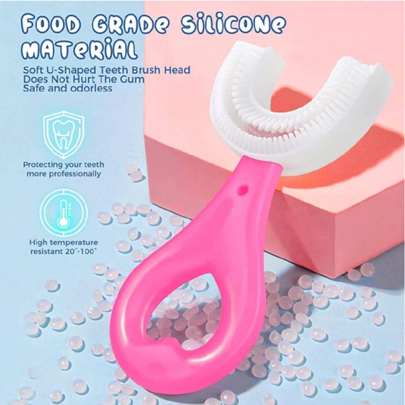 Wavva U-Shaped,Hand Powered For Kids 2-6 Years Kids Baby Infant Manual Toothbrush, Food Grade Ultra Soft Silicone Brush Head, Whole Mouth Cleaning Tool (U-Shaped Brush) - Image 3