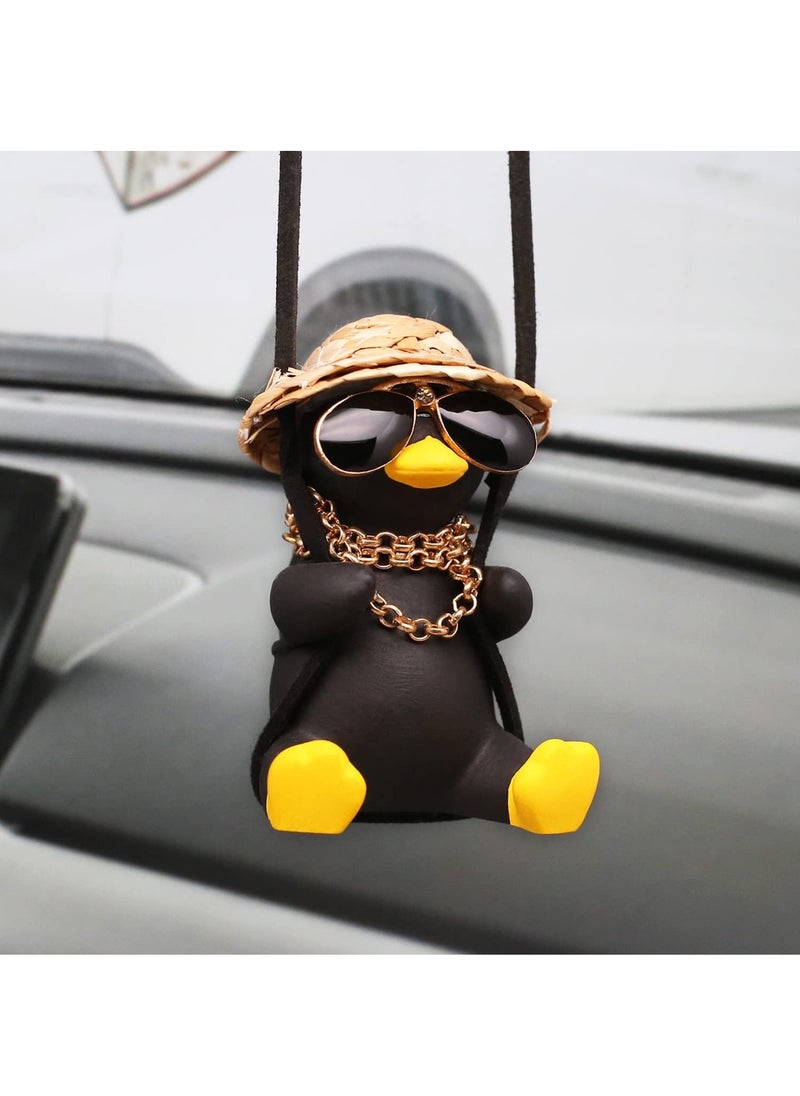 RATSAW Swinging Duck Car Hanging Ornament Cool Car Hanging Accessories for Rear View Mirror Cute Car Pendant Swinging Sunglasses Duck Hanging Swing  - Image 1