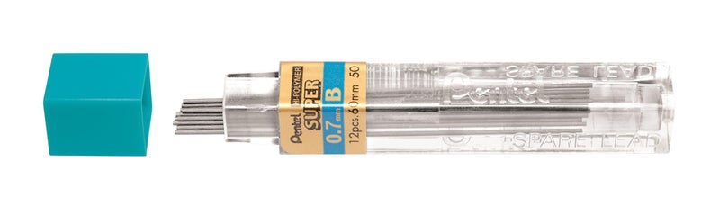 Pentel 50B Super Hi-Polymer Lead Refills, 0.7mm, B, Black (1 Pack) - Image 1