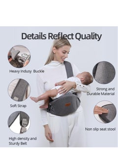 Baby Hip Carrier, Ergonomic Carrier, Capacity Pocket with Adjustable Waistband, Suitable for Newborn to Toddlers All-Seasons(Grey) - pzsku/ZA109FE49930624082F8DZ/45/_/1711680286/87abf977-ae00-41ec-bf37-a9bb9ab100ce