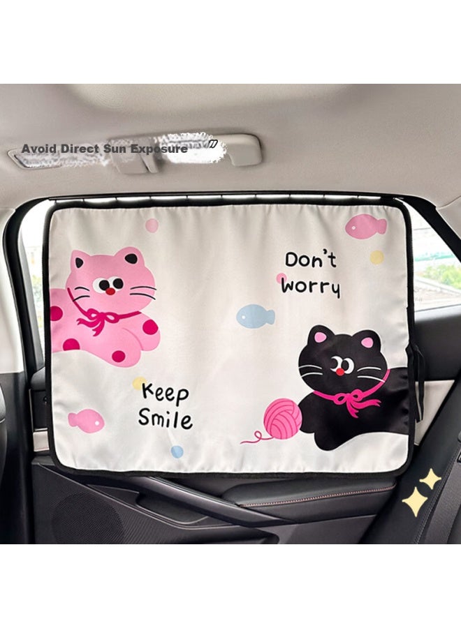 DiGallen Dijialun Cute Cat Car Curtain, Summer Children's Sun Protection Car Privacy Curtain, Creative Sunshade Rear Side Window Curtai - Image 4