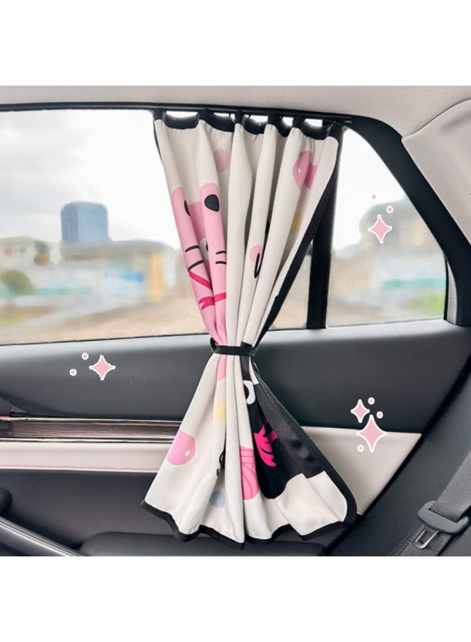 DiGallen Dijialun Cute Cat Car Curtain, Summer Children's Sun Protection Car Privacy Curtain, Creative Sunshade Rear Side Window Curtai - Image 3