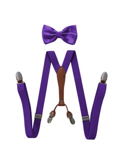 Generic Fashionable Trendy Unisex Elastic Adjustable Suspenders Anti-slip Universal Bib Pants For Adults Kids Loose Fitting Dark purple 