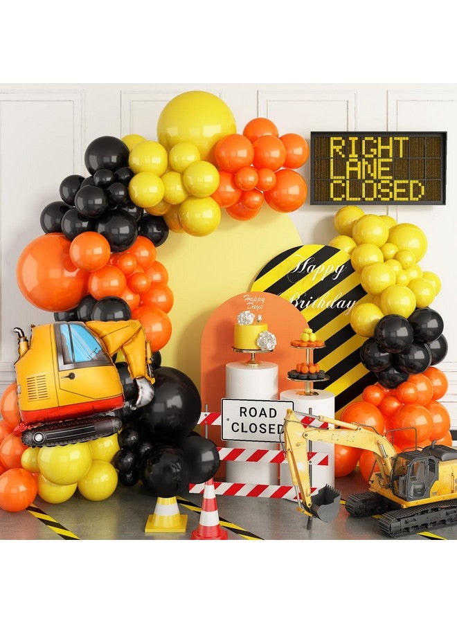 Sowide Construction Party Balloon Garland Kit, Construction Birthday Party Supplies Orange Black Yellow Balloon Garland with Truck Foil Balloon for Construction Quarantine Party Decorations - Image 1
