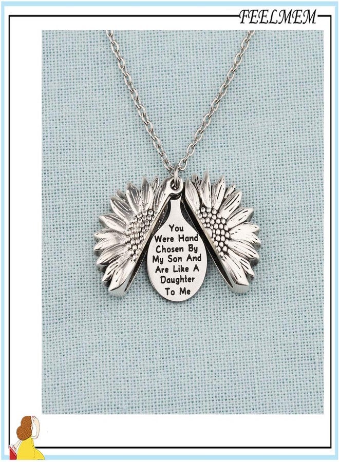 FEELMEM Sunflower Necklace Daughter In Law Gift You Were Hand Chosen By My Son And Are Like A Daughter Necklace - Image 3