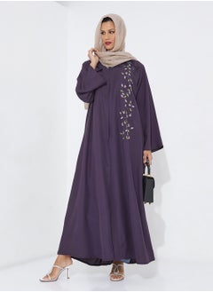 Rosette Abaya Abaya Purple With Embroidered  - Image 4