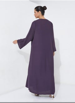Rosette Abaya Abaya Purple With Embroidered  - Image 3