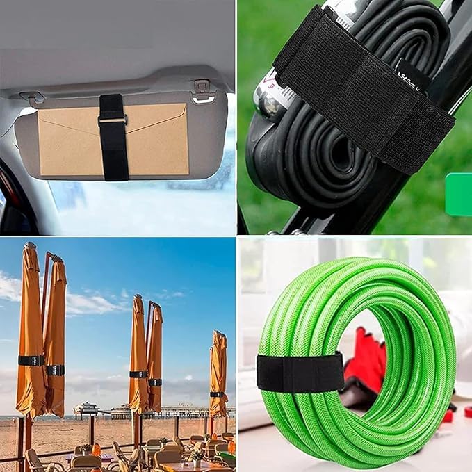 CREWLA CREWLA Reusable Cable Ties 50 Buckles with Hook and Loop Straps Black Adjustable Wire Management and Cord Organiser  - Image 2