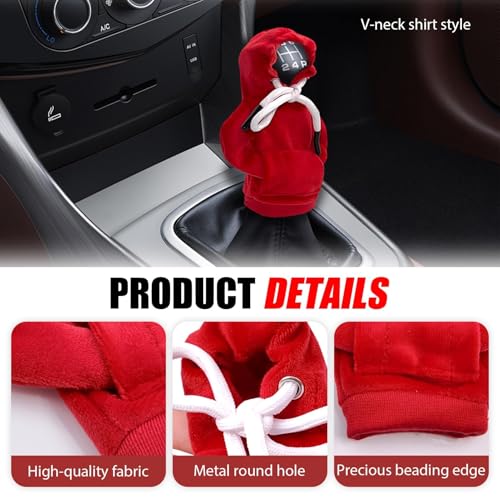 Plexaris Gear Knob Cover, Car Gear Knob Cover Set of 2, Red and Black Shift Knob Covers, Personalized Car Interior Accessories, Fun Gift for Car Enthusiasts - Image 3
