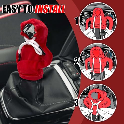Plexaris Gear Knob Cover, Car Gear Knob Cover Set of 2, Red and Black Shift Knob Covers, Personalized Car Interior Accessories, Fun Gift for Car Enthusiasts - Image 4