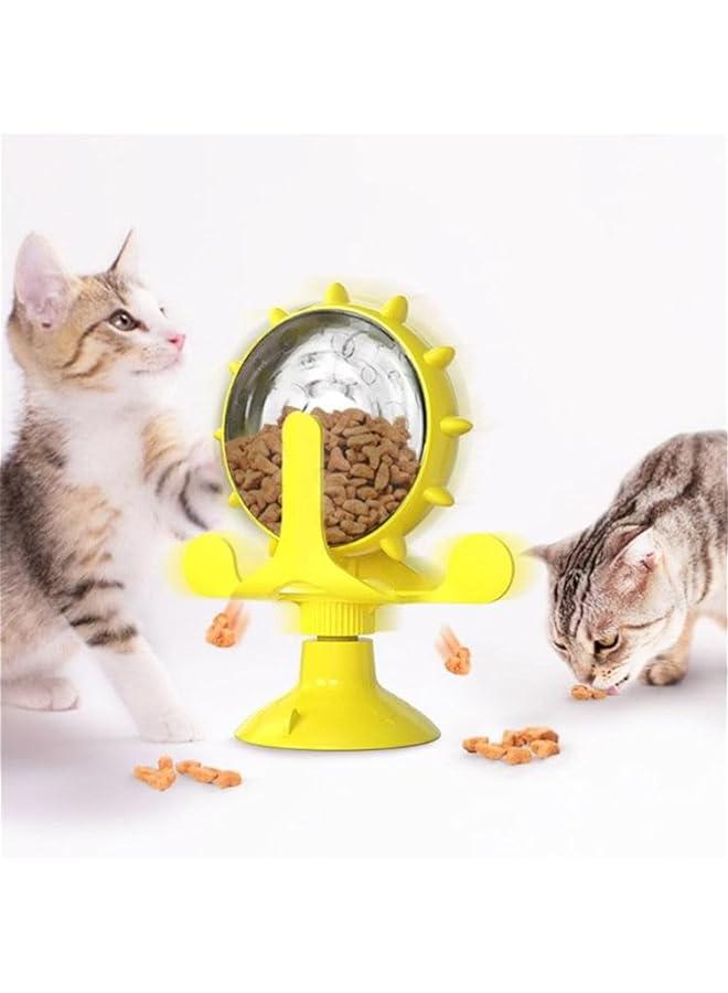 جهاز توزيع الطعام البطيء الدوران بكوب شفط قوي للقطط من دي إم جي لتدريب ذكاء الحيوانات الأليفة - تصميم دوار 360 درجة - Image 1